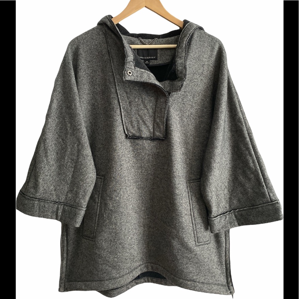 Banana Republic Wool Blend Gray Hooded Coat - M Like New